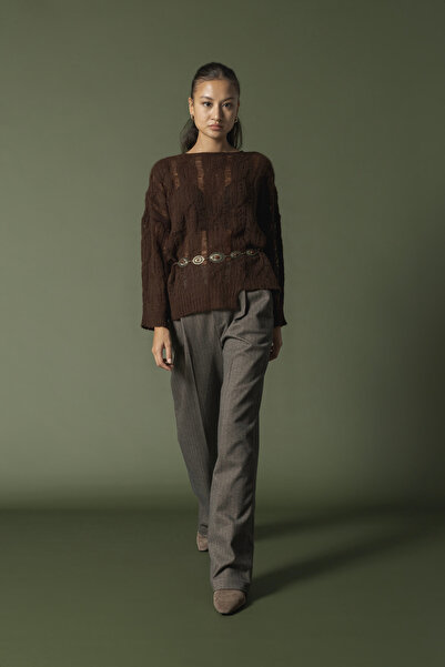 Nisan Saç Örgülü Ajurlu Kazak