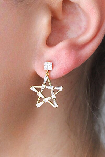 Nenya Vip Steel Zircon Baguette Stone Star Model Earrings