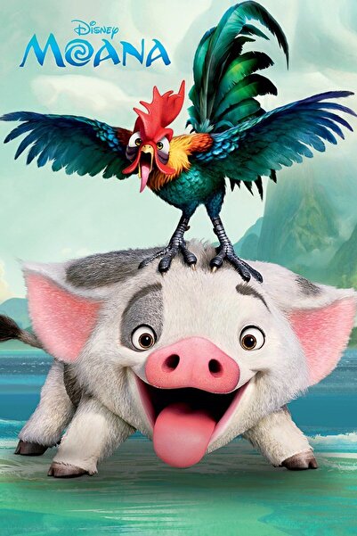 ALAYRA International ملصق ALAYRA Moana Pua & HeiHei Maxi، خشبي، متعدد الألوان...