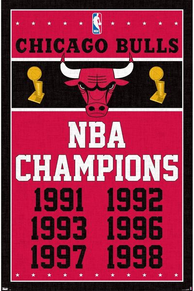 ALAYRA International ملصق حائط ألايرا، بطل شيكاغو بولز، مقاس 22.375 بوصة × 34...