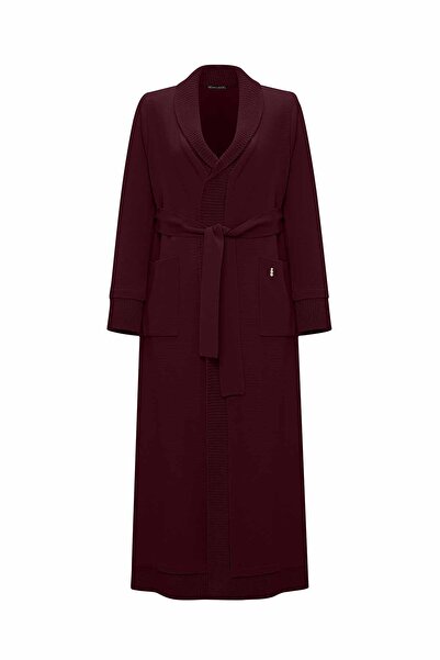 MISS DALIDA Selanik Örgü Detaylı Düz Renk Bordo Hırka