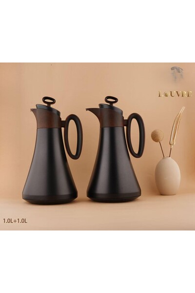 lovure طقم ترامس للشاي والقهوة ستيل بتصميم أنيق حجم 1/1 لتر