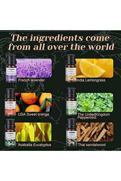 NO BRAND 6-Pack Essential Oils Set Water Soluble Aromatherapy Oils for Diffus...