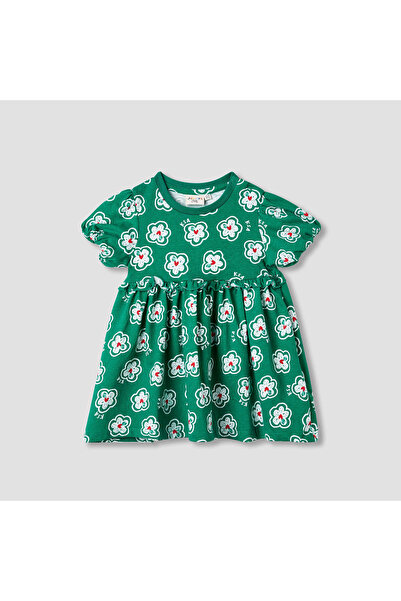 Juniors Floral Print A-line Dress with Ruffles