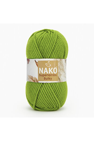 NAKO Süperlambs Bulky 3330 Fıstık Yeşili Kalın Yünlü El Örgü İpi