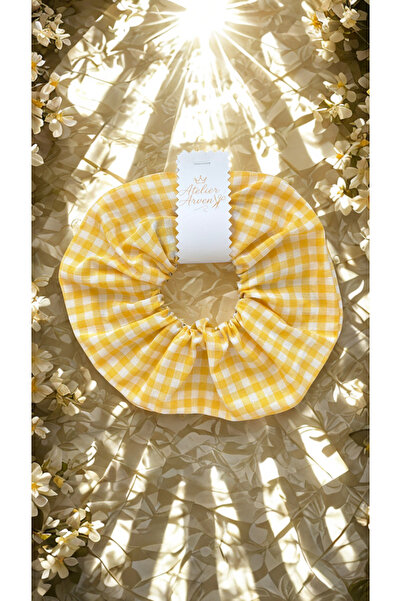 Home Yellow Checkered Scrunchie