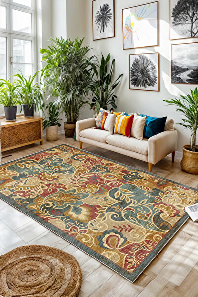 Halise Home Yıkanabilir Kaymaz Taban Dijital Baskılı Halı,Yolluk