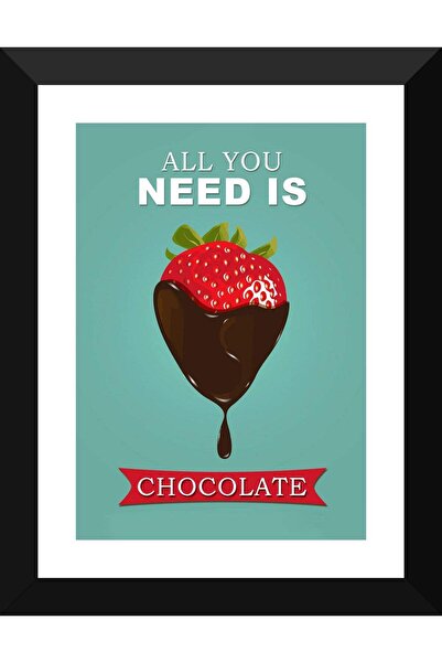 ALAYRA International ألايرا - كل ما تحتاجه هو الشوكولاتة - ملصق صغير - مؤطر (...