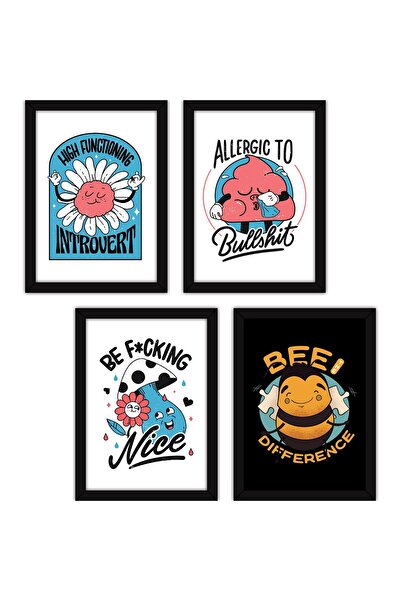 ALAYRA International ملصقات جدارية مرحة مؤطرة من ALAYRA، مع زجاج، مقاس A4 - م...