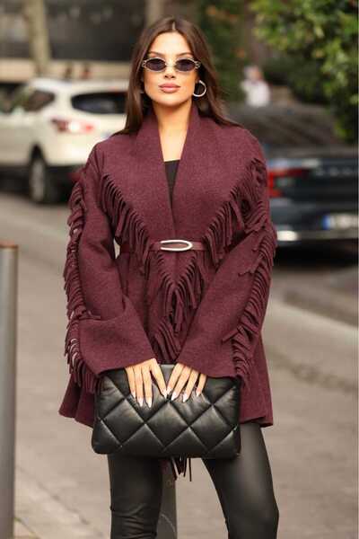 HOPEFUL DESİGN سترة مزينة بحزام مزين بشراشيب