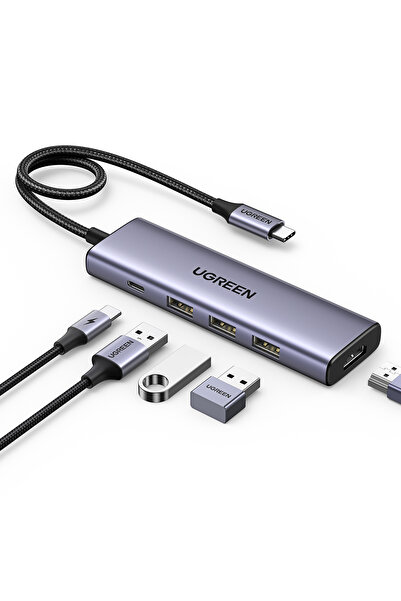 Ugreen USB-C 4K/60Hz HDMI 3*USB 3.0 100W PD Güç Girişi Çoklayıcı Hub Adaptör,...