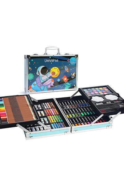LunaDefano 145 Parça Astronot Temalı Boyama ve Sanat Seti – Metal Çantalı, Re...
