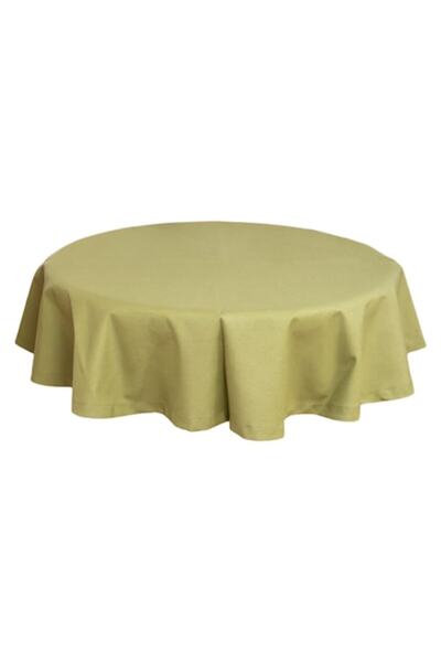 Bosfor Decor Față de masă rotundă Unicolor din bumbac tratat cu teflon, verde...