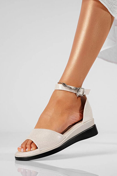 Zaira Sandale cu platforma dama aurii din piele ecologica Agatha #22144