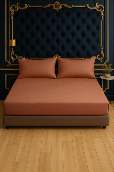 Pera Deluxe ملاءة سرير قطنية ممشطة بلون الطين (البني) مقاس 140×200 سم - إنتاج محلي