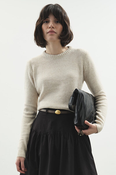 Hooopstore Leather Mink Belt with Gold Metal Buckle