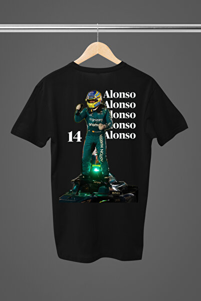 MAGORS تيشيرت FERNANDO ALONSO مطبوع من القطن بأكمام قصيرة وقصة عادية لسباقات ...