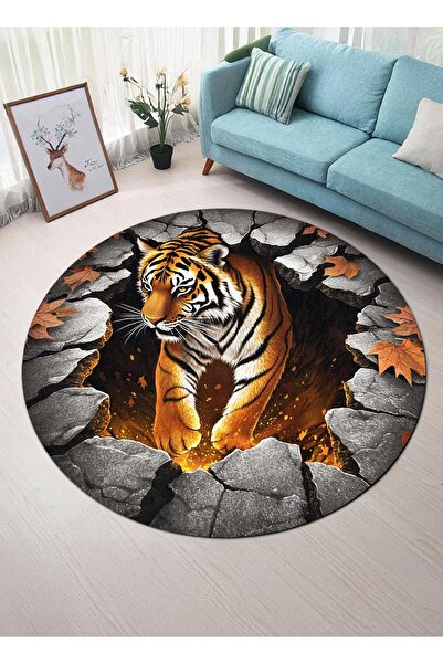 Markaev Savaşçı Kaplan Baskılı Dokuma Taban Halı 550 YNG