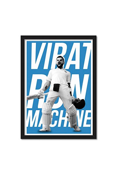 ALAYRA International ألايرا فيرات كوهلي (ملصق مؤطر (10 × 13 بوصة)، أزرق)