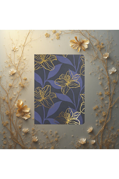 Lizy دفتر ملاحظات فاخر مخطط بورق ذهبي – 15×21 سم، ملمس ناعم، حواف مذهبة