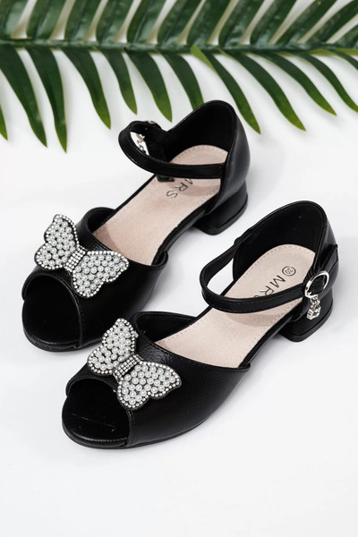 Zaira Girls' black sandals made of eco-leather Inna #21961 - 36