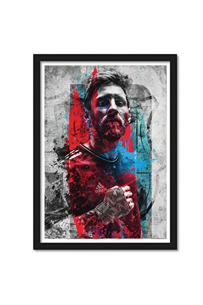 ALAYRA International ملصق ألايرا ليونيل ميسي مؤطر بزجاج أكريليك غير لامع وورق...