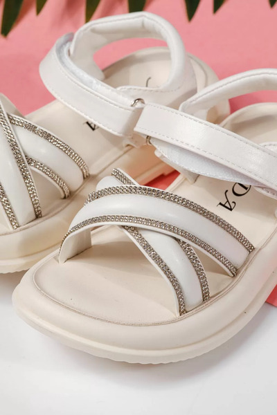 Zaira Λευκά σανδάλια για κορίτσια από οικολογικό δέρμα Laura #22194 - 36