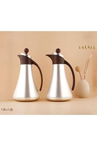 lovure طقم ترامس للشاي والقهوة ستيل بتصميم أنيق حجم 1/1 لتر