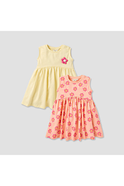 Juniors Floral Print Sleeveless Dress with Button Closure