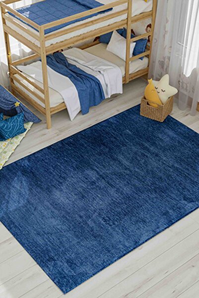 Lorente Home Moreno Viskon Dokuma Lacivert Kaymaz Taban Yıkanabilir Çocuk Hal...