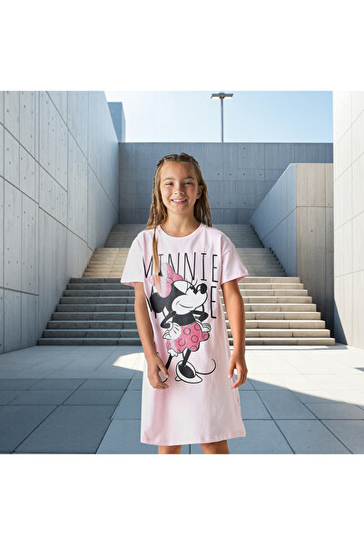 Disney Minnie Mouse Print Dress with Short Sleeves