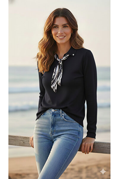 JM Polo collar scarf accessory knitwear sweater