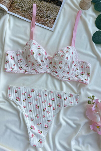 MILANOFOX Σετ εσωρούχων από βαμβακερό καμιζόλα με λουράκια και τανγκά – Ροζ F...