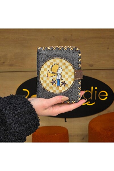 HOODİEMOUSE Y. Little Prince Figured Small Wallet Ethnic Bohemian Retro Style - Anthracite