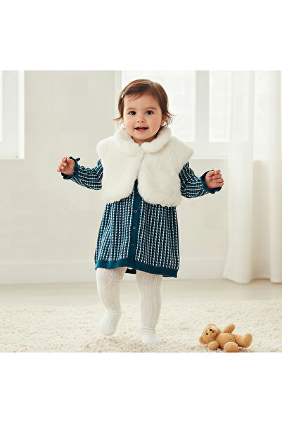 giggles فستان منقوش مع شال قصير وجوارب طويلة