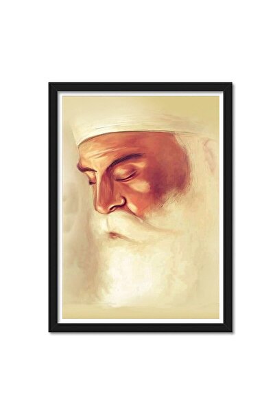 ALAYRA International ألايرا - ملصق مؤطر لغورو ناناك للغرفة والمكتب (10 بوصة × 13 بوصة، مؤطر)