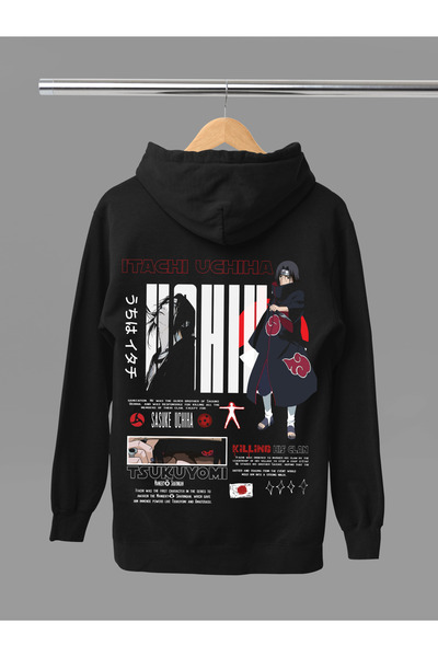 MAGORS سترة بغطاء للرأس من إيتاشي أوتشيها من أنمي ناروتو مطبوعة بثلاث خيوط عالية الجودة