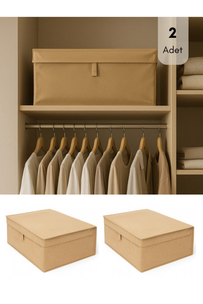 Venita Home 2 Adet Kapaklı Kutu Formunda Çok Amaçlı Hurç Katlanabilir Saklama...
