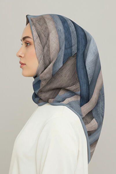 Karaca Eşarp SOYUT DESEN RAYON EŞARP - İndigo / Krem