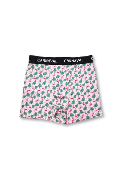 CARNAVAL SOCKS Carnaval Flamingo Patterned Premium Cotton Men's Boxer - Pink Color