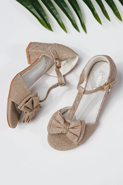 Zaira Sandale fete aurii din material textil Nico2 #22014 - 30