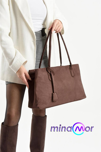 Minamor حقيبة كبيرة من جلد الغزال للنساء