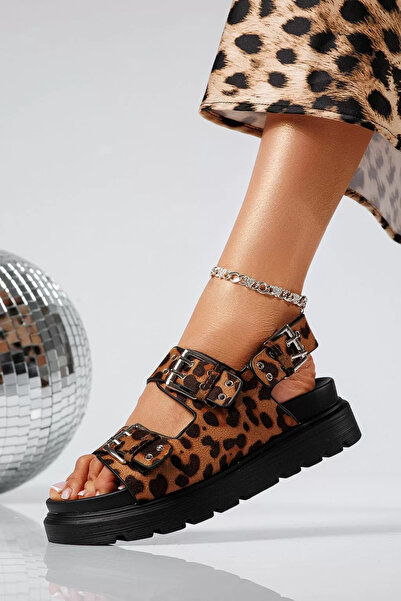 Zaira Sandale cu platforma dama leopard din piele ecologica intoarsa Amara #2...