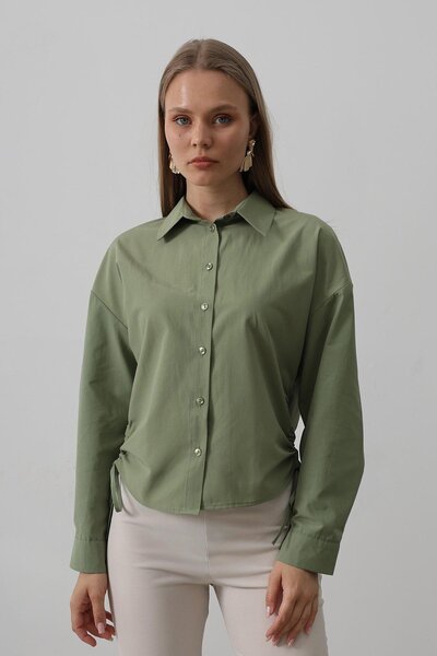 VAGGON Women's Khaki Basic Shirt with Tie Sides Vs00539