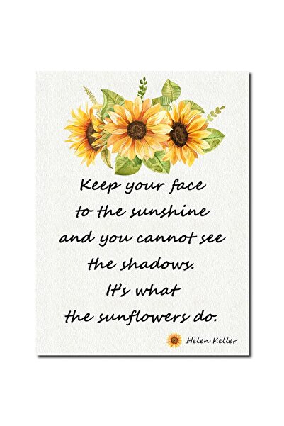 ALAYRA International لوحات جدارية ملهمة من ALAYRA، مطبوعات قماشية على شكل زهرة عباد الشمس، ملصق اقتباسات هيلين كيلر التحفيزية