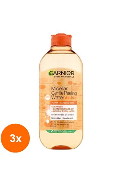 Garnier Set of 3 x Skin Naturals Micellar Water with Gentle Exfoliating Effect, 400 ml