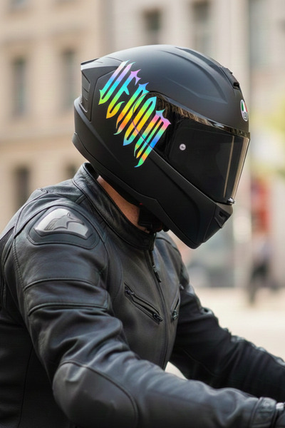 Banxtre ملصق نصي بخط غوتي لخوذة الدراجات النارية (جانب واحد)