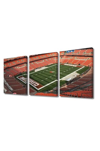 ALAYRA International ديكور جداري رياضي من ألايرا براونز، مجموعة من ثلاث لوحات فنية جدارية من قماش الكانفاس لملعب فيرست إنرجي، مثالية للمنزل