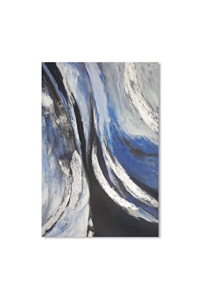 ALAYRA International لوحة جدارية تجريدية زرقاء من قماش ألايرا: لوحات ذات ملمس...