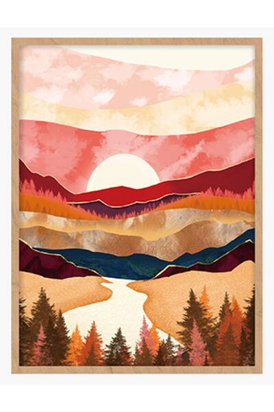 ALAYRA International ديكور جداري بوهو ماونتن من ALAYRA - لوحة جدارية تجريدية من القماش لغرفة المعيشة، ديكور جداري للحمام.